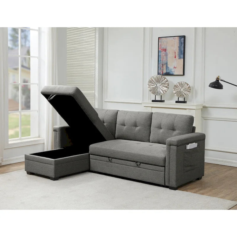 Stauraum-Schlafsofa mit umbaubarer Recamiere