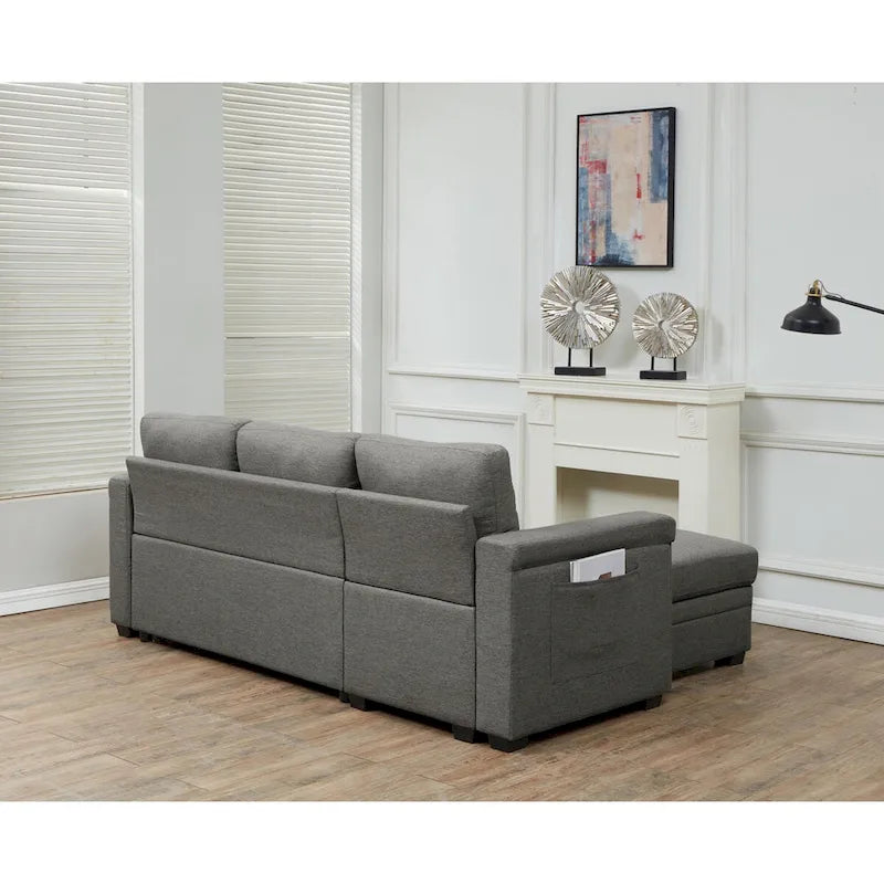 Stauraum-Schlafsofa mit umbaubarer Recamiere
