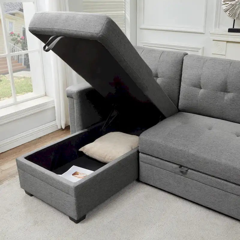 Stauraum-Schlafsofa mit umbaubarer Recamiere