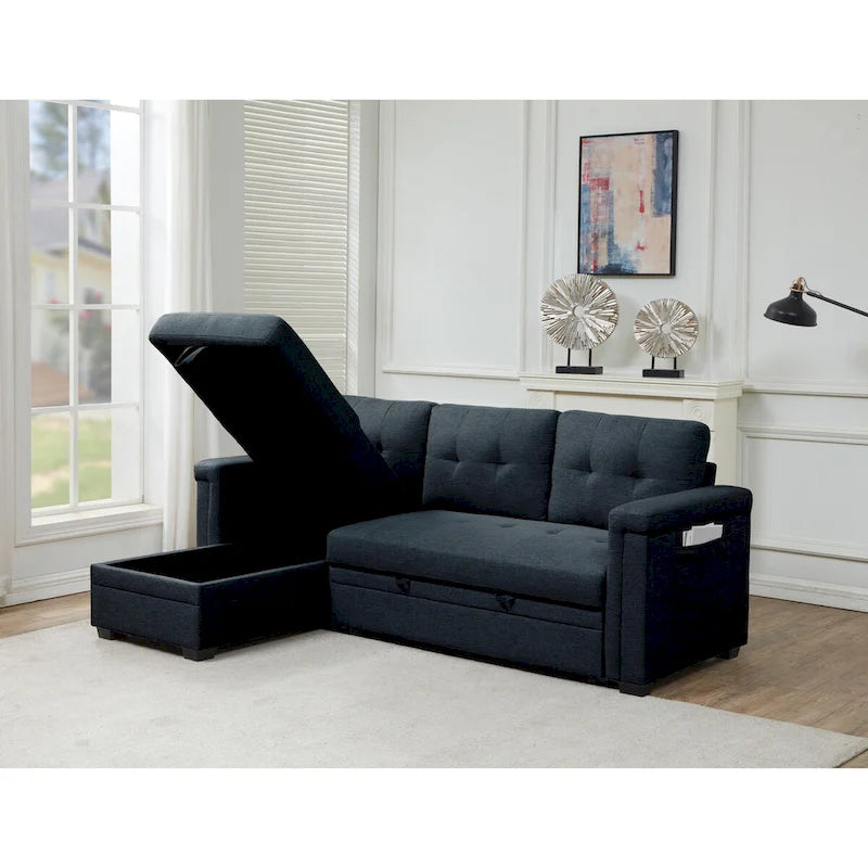 Stauraum-Schlafsofa mit umbaubarer Recamiere