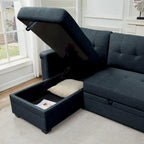 Stauraum-Schlafsofa mit umbaubarer Recamiere