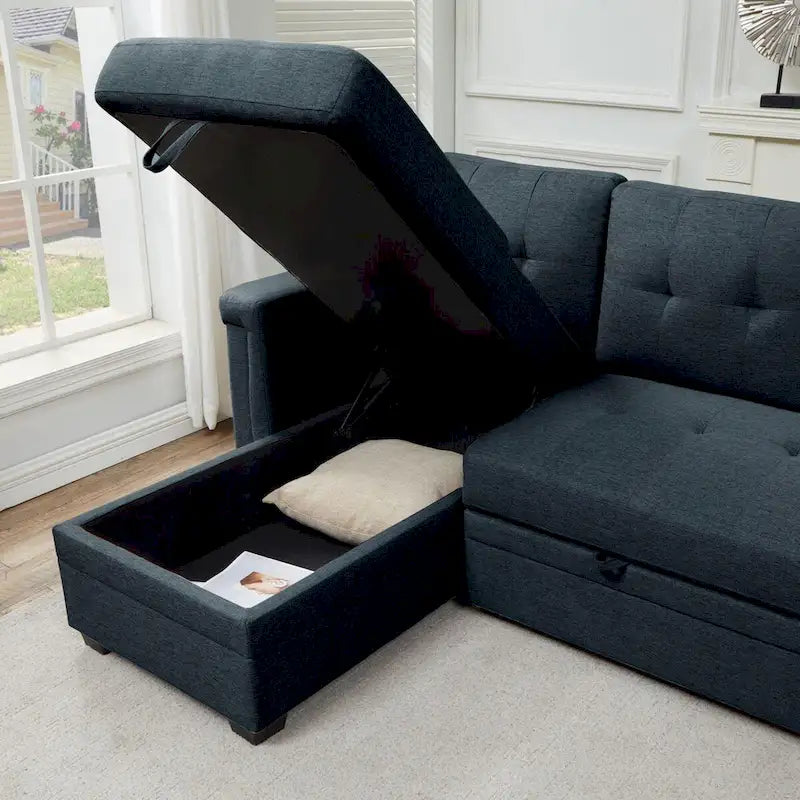 Stauraum-Schlafsofa mit umbaubarer Recamiere