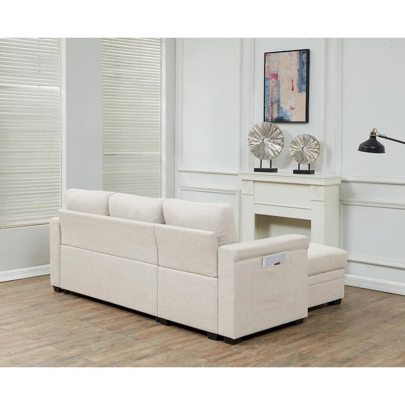 Stauraum-Schlafsofa mit umbaubarer Recamiere