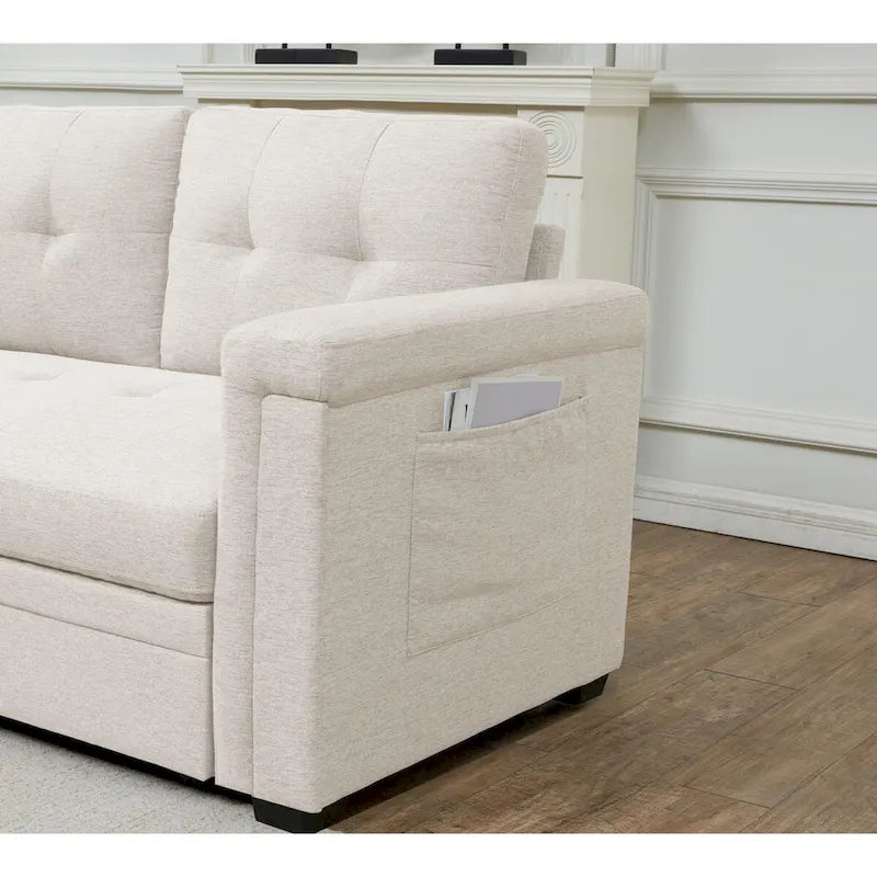 Stauraum-Schlafsofa mit umbaubarer Recamiere