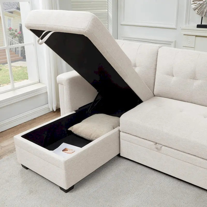 Stauraum-Schlafsofa mit umbaubarer Recamiere
