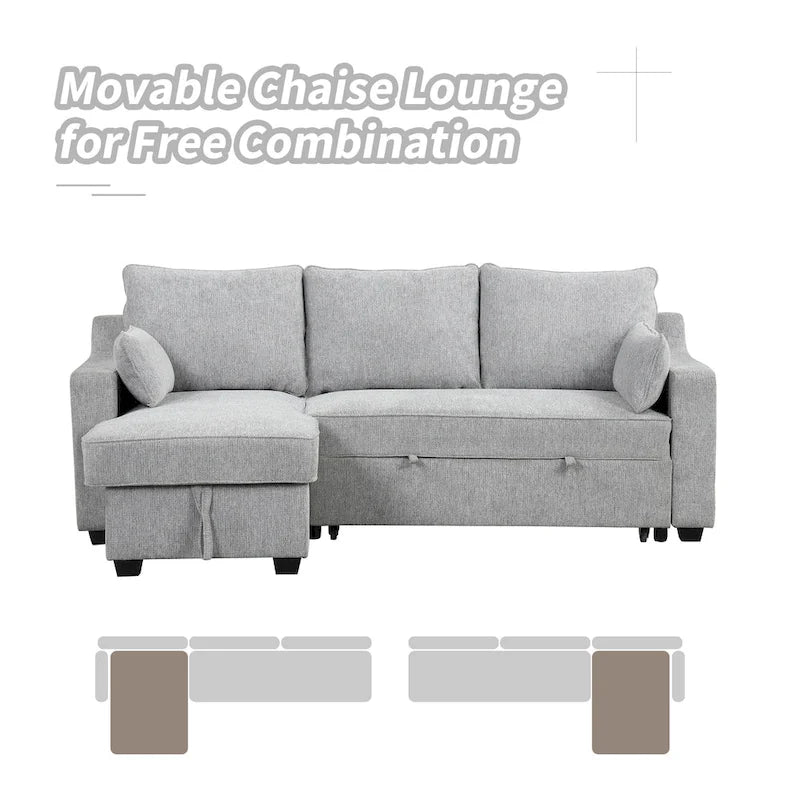 MERAX L-förmiges Schlafsofa mit Stauraum-Recamiere