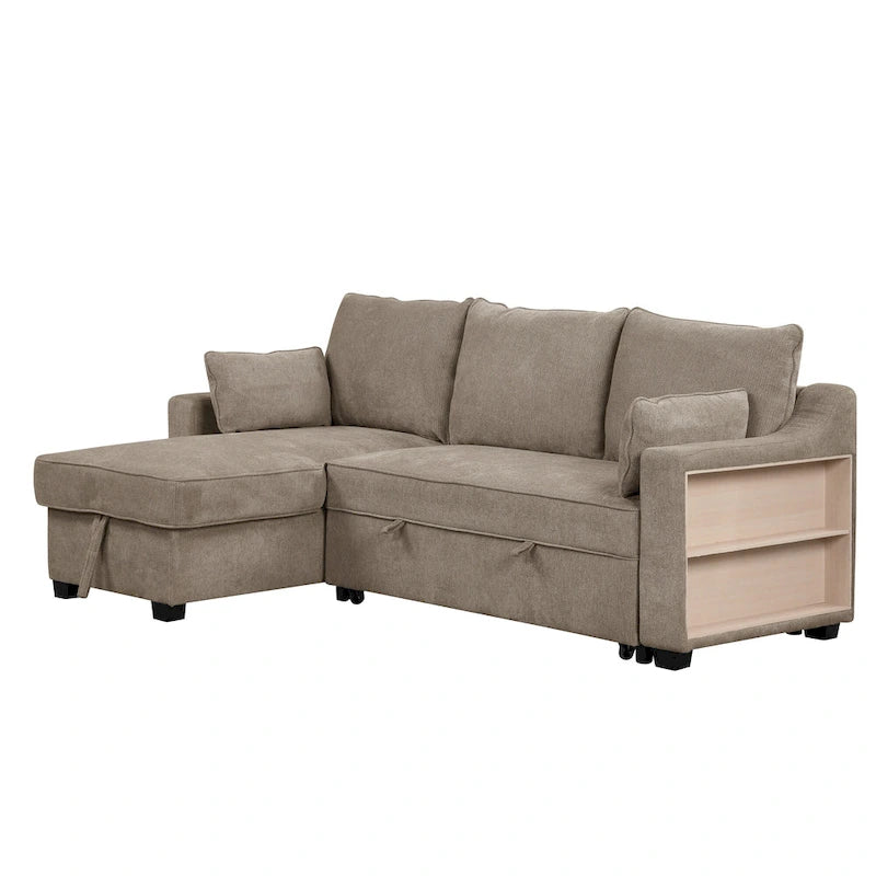 MERAX L-förmiges Schlafsofa mit Stauraum-Recamiere