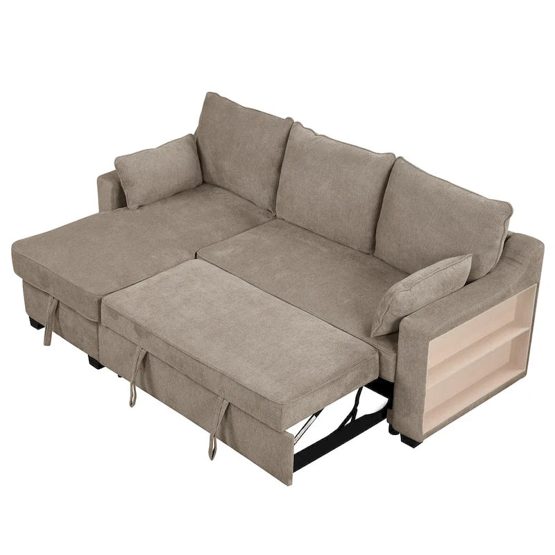 MERAX L-förmiges Schlafsofa mit Stauraum-Recamiere