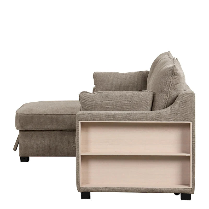 MERAX L-förmiges Schlafsofa mit Stauraum-Recamiere