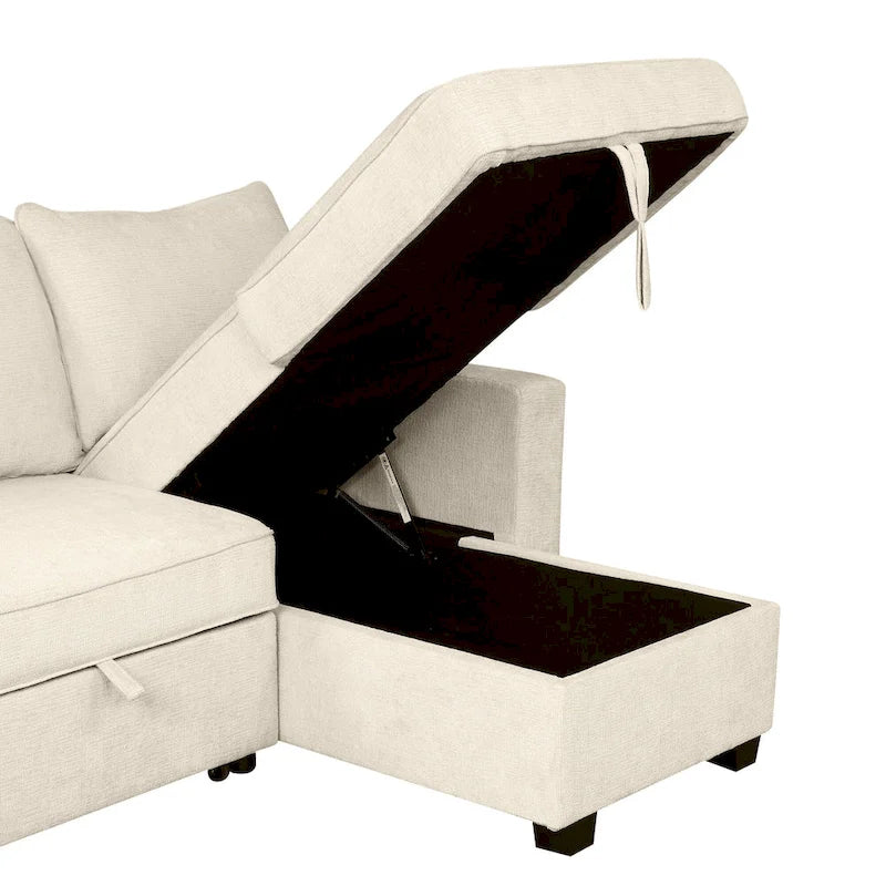 MERAX L-förmiges Schlafsofa mit Stauraum-Recamiere