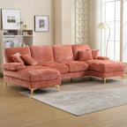 HOMEFUN Chenille gepolstertes U-förmiges Wohnzimmer-Ecksofa