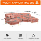HOMEFUN Chenille gepolstertes U-förmiges Wohnzimmer-Ecksofa