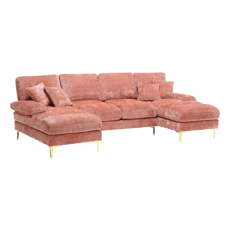 HOMEFUN Chenille gepolstertes U-förmiges Wohnzimmer-Ecksofa
