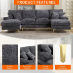 HOMEFUN Chenille gepolstertes U-förmiges Wohnzimmer-Ecksofa