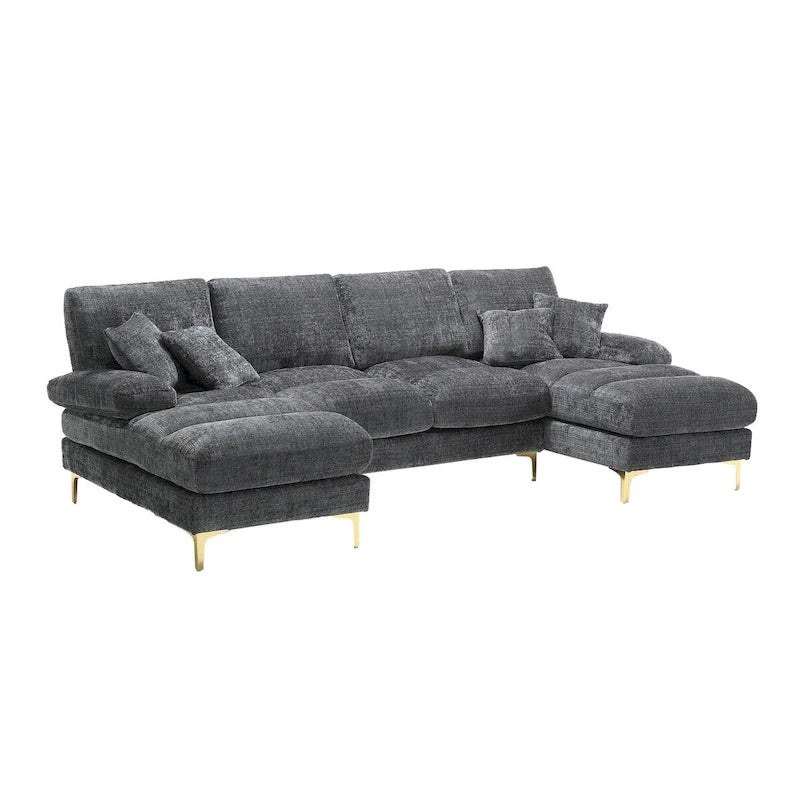HOMEFUN Chenille gepolstertes U-förmiges Wohnzimmer-Ecksofa