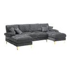HOMEFUN Chenille gepolstertes U-förmiges Wohnzimmer-Ecksofa