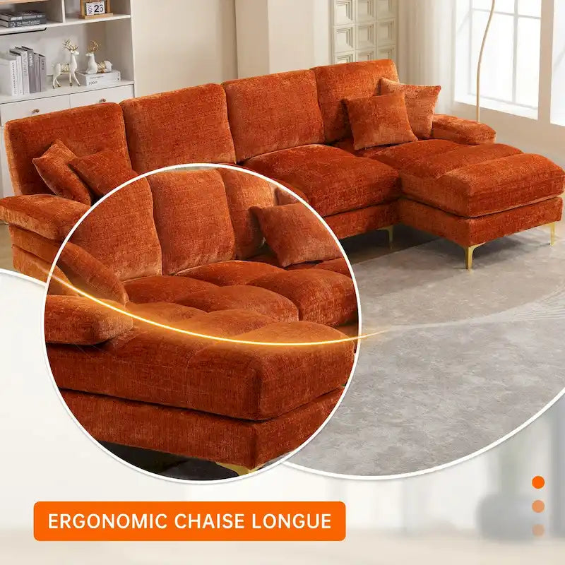 HOMEFUN Chenille gepolstertes U-förmiges Wohnzimmer-Ecksofa