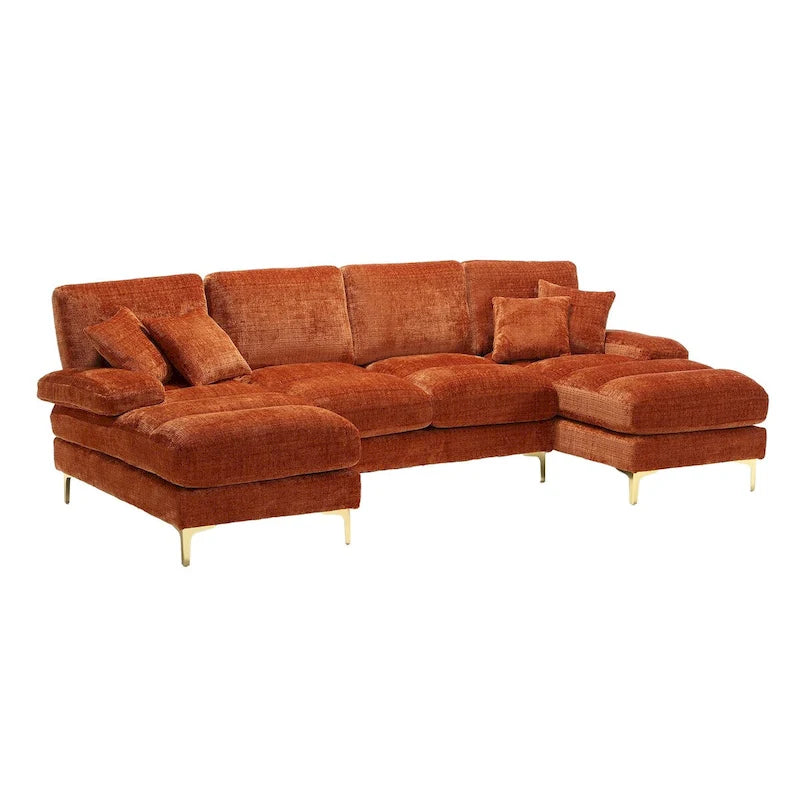 HOMEFUN Chenille gepolstertes U-förmiges Wohnzimmer-Ecksofa