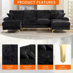 HOMEFUN Chenille gepolstertes U-förmiges Wohnzimmer-Ecksofa