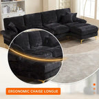 HOMEFUN Chenille gepolstertes U-förmiges Wohnzimmer-Ecksofa