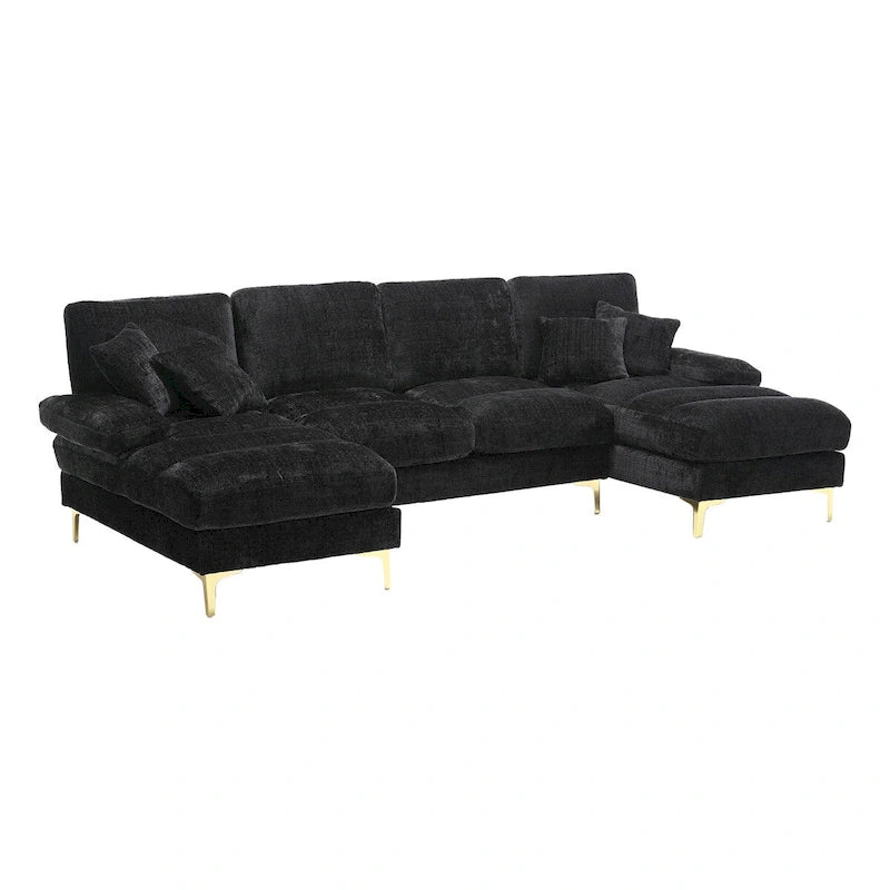 HOMEFUN Chenille gepolstertes U-förmiges Wohnzimmer-Ecksofa