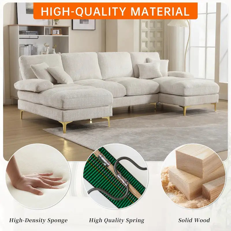 HOMEFUN Chenille gepolstertes U-förmiges Wohnzimmer-Ecksofa