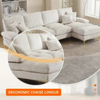 HOMEFUN Chenille gepolstertes U-förmiges Wohnzimmer-Ecksofa