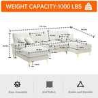HOMEFUN Chenille gepolstertes U-förmiges Wohnzimmer-Ecksofa