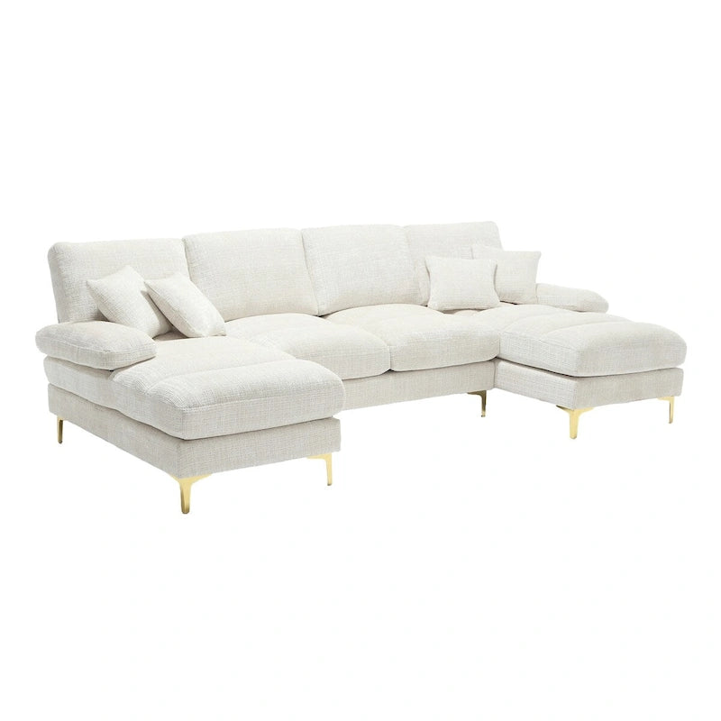 HOMEFUN Chenille gepolstertes U-förmiges Wohnzimmer-Ecksofa