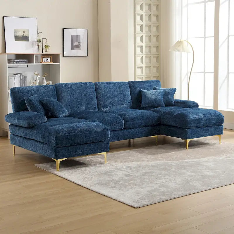 HOMEFUN Chenille gepolstertes U-förmiges Wohnzimmer-Ecksofa