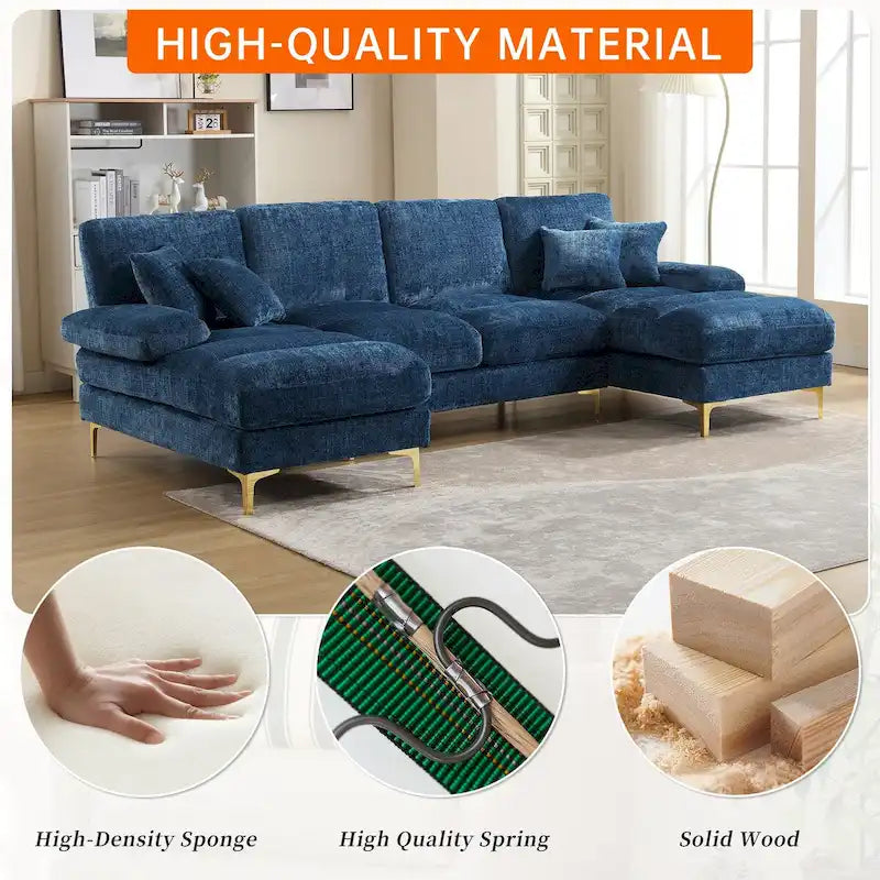 HOMEFUN Chenille gepolstertes U-förmiges Wohnzimmer-Ecksofa