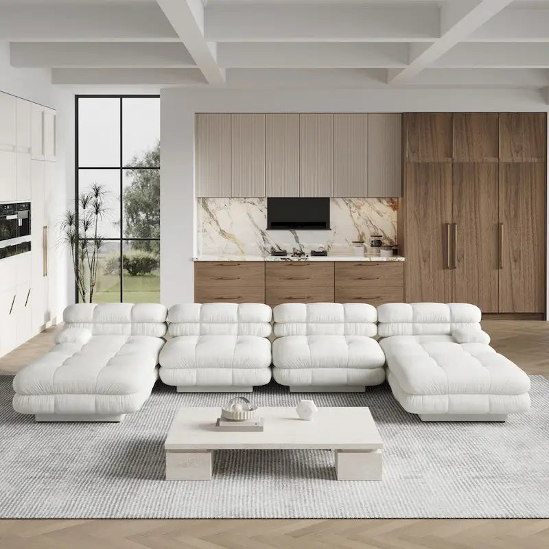 146 Cabrio Modulares U-förmiges Luxus-Ecksofa, modernes 6-Sitzer-Sofa mit Chaiselongue und Ottomane für das Wohnzimmer