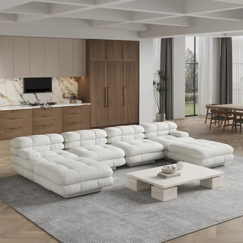 146 Cabrio Modulares U-förmiges Luxus-Ecksofa, modernes 6-Sitzer-Sofa mit Chaiselongue und Ottomane für das Wohnzimmer