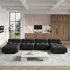 146 Cabrio Modulares U-förmiges Luxus-Ecksofa, modernes 6-Sitzer-Sofa mit Chaiselongue und Ottomane für das Wohnzimmer