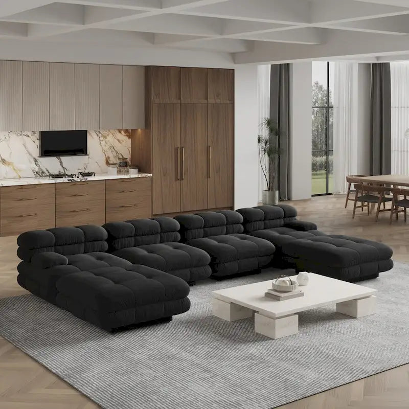 146 Cabrio Modulares U-förmiges Luxus-Ecksofa, modernes 6-Sitzer-Sofa mit Chaiselongue und Ottomane für das Wohnzimmer
