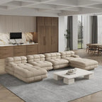 146 Cabrio Modulares U-förmiges Luxus-Ecksofa, modernes 6-Sitzer-Sofa mit Chaiselongue und Ottomane für das Wohnzimmer