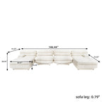 146 Cabrio Modulares U-förmiges Luxus-Ecksofa, modernes 6-Sitzer-Sofa mit Chaiselongue und Ottomane für das Wohnzimmer