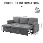 Schlafsofa mit ausziehbarer Aufbewahrungs-Récamiere, L-förmiges Schlafsofa