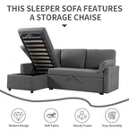 Schlafsofa mit ausziehbarer Aufbewahrungs-Récamiere, L-förmiges Schlafsofa
