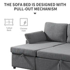 Schlafsofa mit ausziehbarer Aufbewahrungs-Récamiere, L-förmiges Schlafsofa