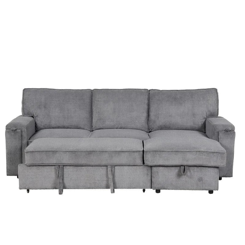 Polster-Schlafsofa mit Stauraum und 2 Getränkehaltern in den Armlehnen