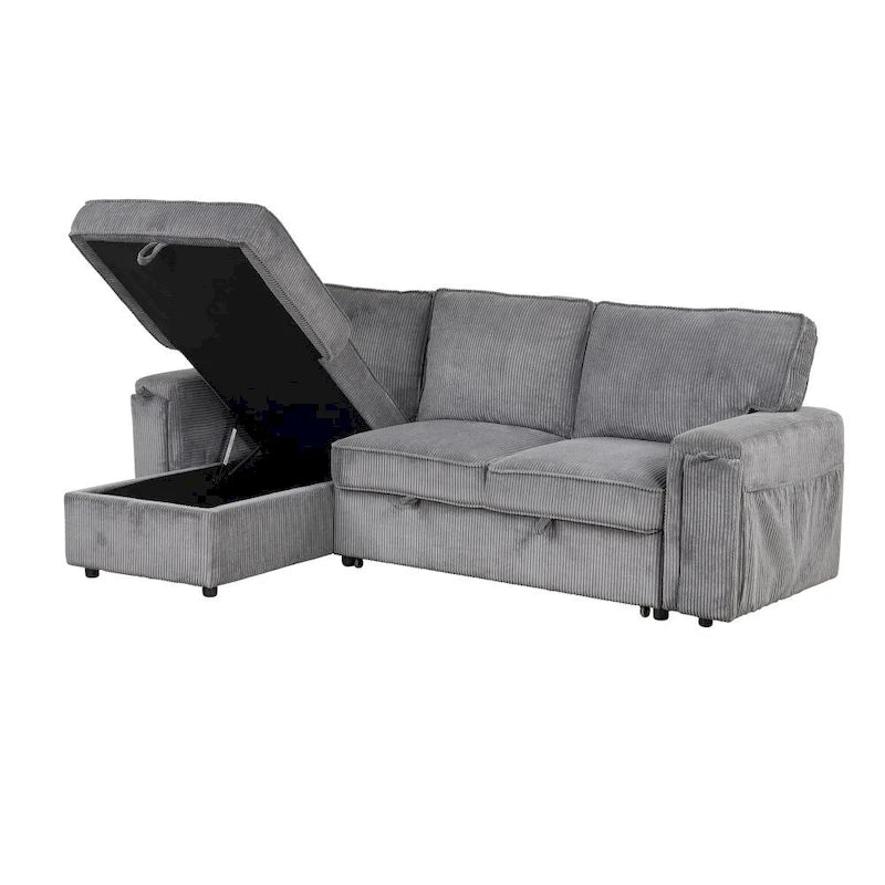 Polster-Schlafsofa mit Stauraum und 2 Getränkehaltern in den Armlehnen