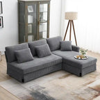 Modernes 4-Sitzer Ecksofa mit umstellbarer Récamiere und Kissen