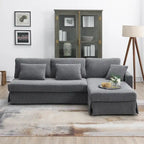Modernes 4-Sitzer Ecksofa mit umstellbarer Récamiere und Kissen