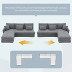 Modernes 4-Sitzer Ecksofa mit umstellbarer Récamiere und Kissen