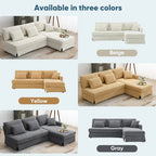 Modernes 4-Sitzer Ecksofa mit umstellbarer Récamiere und Kissen