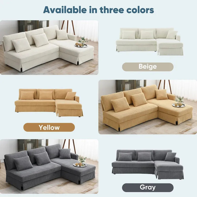 Modernes 4-Sitzer Ecksofa mit umstellbarer Récamiere und Kissen