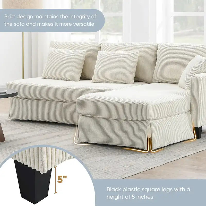 Modernes 4-Sitzer Ecksofa mit umstellbarer Récamiere und Kissen