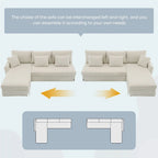 Modernes 4-Sitzer Ecksofa mit umstellbarer Récamiere und Kissen