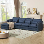 Modulares Ecksofa, L-förmige Couch, 3/4-Sitzer-Sofagarnitur mit Ottoman, Chenille-Stoff